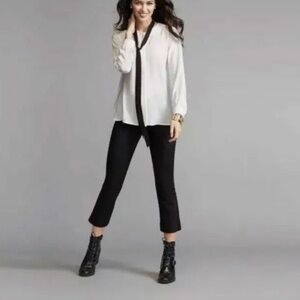 Cabi Kingston Black Cropped Trouser Flare Pants Size 8